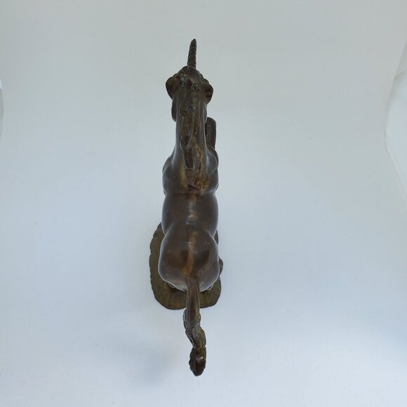 Vintage Solid Brass Mythical Unicorn Fantasy Horse Figurine Sculpture Statue - Picture 4 of 5